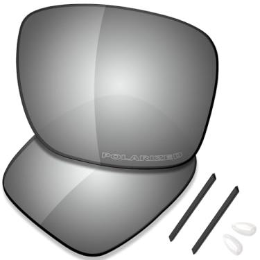 Imagem de SAUCER Lentes de reposição premium e kit de borracha para óculos de sol Oakley Gauge 6 OO6038 High Defense - Metal cromado polarizado