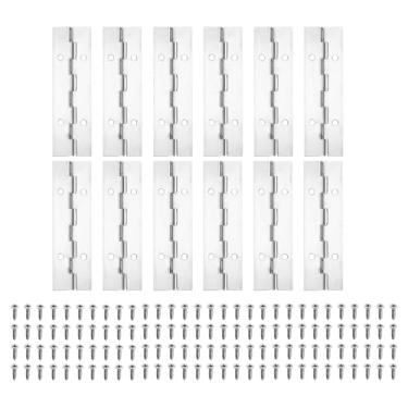 Imagem de PATIKIL Dobradiça de piano de 10 x 3 cm, dobradiça contínua de aço inoxidável 12Plver 304 com furos para porta de portão de piano, caixa de armazenamento de madeira, barco, armário, prata