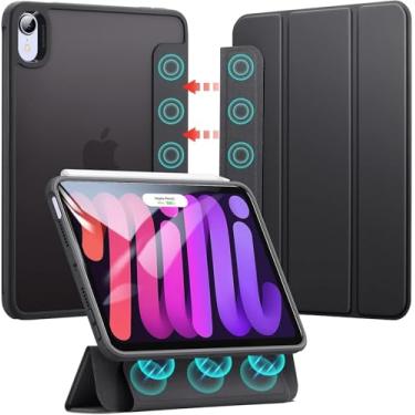 Imagem de ESR Capa para iPad Mini 6, iPad Mini 6ª geração (2021), capa magnética destacável, traseira rígida, hibernar/despertar automático, suporte vertical, suporta Pencil Pro, preto fosco