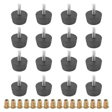 Imagem de Rrina 16Pcs M6X20 Pés de Borracha Média Dura com Porca de Parafuso para Protetor de Piso de Nivelamento de Deslizamento de Móveis
