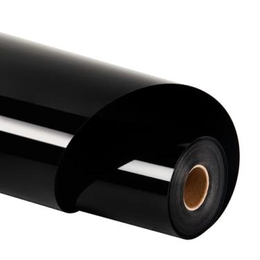 Imagem de HTVRONT Rolo HTV preto de vinil de transferência de calor - 30,5 cm x 30 m de ferro em vinil para camisetas, vinil HTV fácil de cortar e remover ervas daninhas, vinil de transferência de calor preto