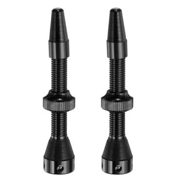 Imagem de HARFINGTON 2 hastes de válvula sem câmara de ar válvula sem câmara de liga de alumínio de 44 mm super leve sem vazamento durável com 4 furos e tampas para a maioria dos aros sem câmara de bicicleta,