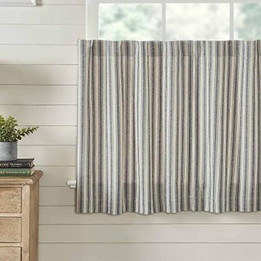 Imagem de Cortinas de fazenda Piper Classics Market Place, Cinza, Ticking Tier 36"L