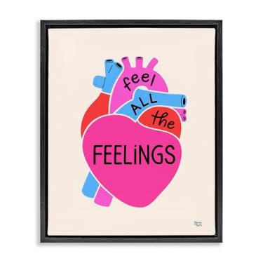 Imagem de Stupell Industries Feel All The Feelings Framed Floater Canvas Wall Art Design por Jessica Beck, moldura flutuante preta, 43 x 53 cm