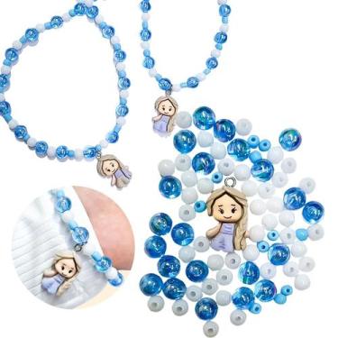 Imagem de Kit miçangas coloridas para crianças montar bijuterias colares pulseir