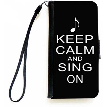 Imagem de Rikki Knight Capa carteira flip Keep Calm and Sing On preta com aba magnética para Apple iPhone 5c