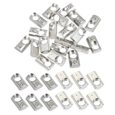 Imagem de PATIKIL Porcas de ranhura 2020 Series M6 T, 20 peças de porcas elásticas roll-in com mola com ranhura de 6 mm para impressora 3D de trilho de perfil de extrusão de alumínio, prata