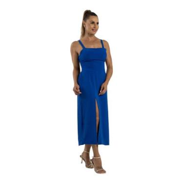 Imagem de Vestido Midi Convidado Aniversário Viagem - CCS MANIA, Azul, GG