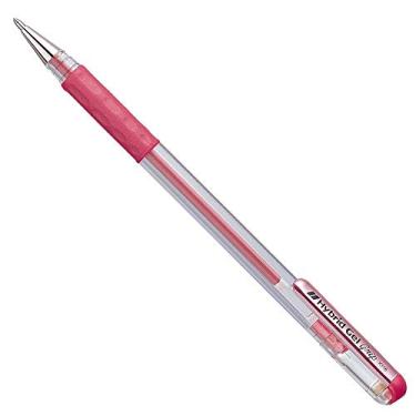 Imagem de Pentel Caneta de tinta metálica de gel híbrido com ponta de 0,8 mm com aderência confortável para os dedos – vermelha