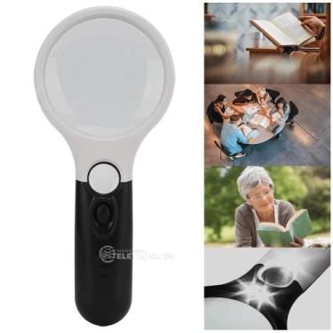 Imagem de Lupa de Mão com LED Ampliação Dupla 3x e 45x para Relojoeiro e Artesan