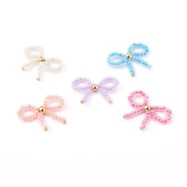 Imagem de DanLingJewelry 50 peças de pingentes coloridos feitos à mão com contas de laço adoráveis pingentes de sementes de vidro para fazer joias, Metal não precioso, Sem Pedra Preciosa