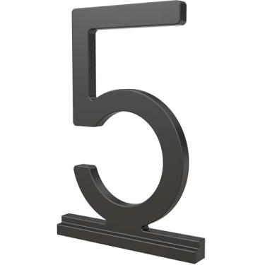 Imagem de Franklin Brass Derby (pacote com 1) "12.7 cm Números modernos de casas de metal para sistema personalizado em preto fosco | Placa numérica externa | Sinal de endereço personalizado resistente à