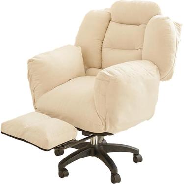 Imagem de Cadeiras giratórias para computador doméstico, cadeira de escritório estofada com altura ajustável com apoio para os pés e encosto inclinável, cadeira ergonômica confortável, cadeira de quar