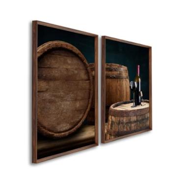 Imagem de Quadros Decorativos Barril de Carvalho Vinho Tinto Elegância e Sofisticação para Sala, Cozinha e Áreas Gourmet (Tabaco, 60x90, S/Vidro)