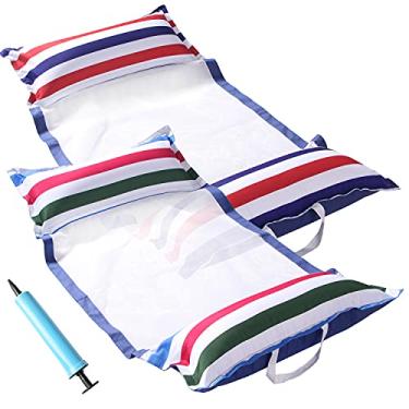 Imagem de FindUWill Boias de rede de piscina, GG, 2 pacotes de redes infláveis de água, boias 4 em 1 (sela, espreguiçadeira, rede, drifter), espreguiçadeira de piscina para adultos