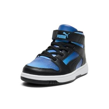 Imagem de PUMA Tênis infantil unissex Rebound Layup Mid Hook and Loop, Blazing Blue-puma Black-Team Azul claro, 11.5 Little Kid