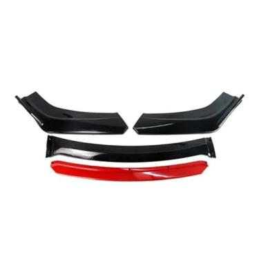 Imagem de Carro dianteiro inferior pára-choques lábio splitter, spoiler protetor esporte difusor universal, compatível para BMW, compatível para VW(Gloss black and red)