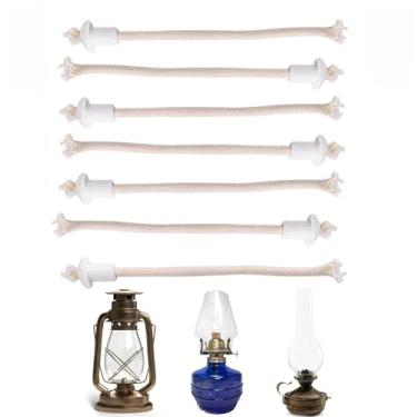 Imagem de Pavios para lâmpadas de óleo, pavios para lâmpadas trançados de algodão, pavio para lâmpadas de óleo de algodão, 7 peças de suportes de cerâmica tocha garrafa de vinho lâmpada