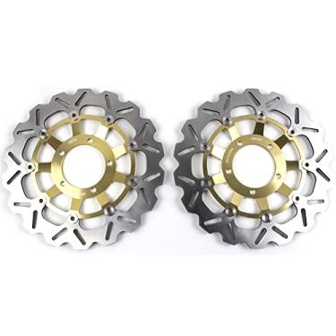 Imagem de 1 par de discos de freio dianteiros flutuantes compatíveis com Triumph Street Triple 675 2007-2012 ABS 2016, Street Triple 675R 2009-2012, peças de acessórios de motocicleta douradas