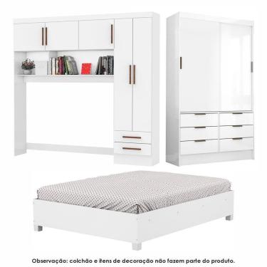 Imagem de Guarda Roupa Modulado Sevilha Com Cama Casal Carioca Móveis Branco