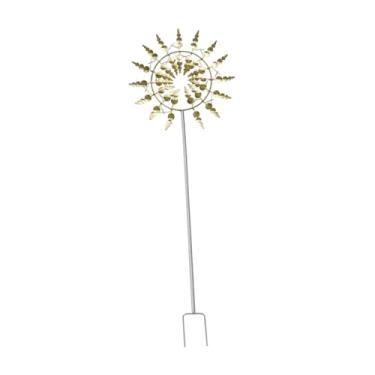 Imagem de Generic Metal Windmill Garden Decoration 11.8inChx38inch Exibir obra de arte de exibição ao ar livre instalar facilmente o ornamento rotativo do pátio, Dourado