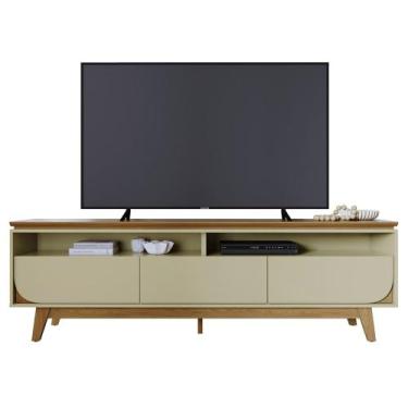 Imagem de Rack Bancada de TV 75 Pol 200cm Celina Z10 Cumaru/Opala - Mpozenato, C