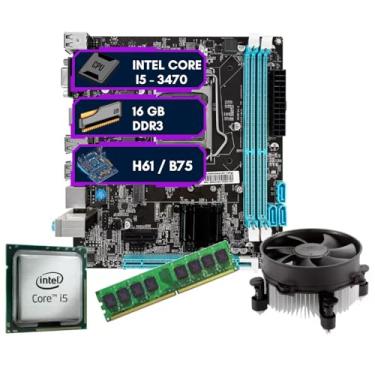 Imagem de Kit Upgrade Intel Core i5-3470 + Placa Mãe H61/B75 Lga 1155 + 16GB Ram DDR3 Dream Computers DC