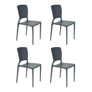 Imagem de Conjunto 4 Cadeiras Safira Em Polipropileno E Fibra De Vidro Grafite Tramontina