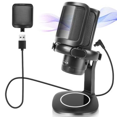 Imagem de Microfone Jogos, Microfone Gamer, Microfone USB para PC Streaming Podcasts Gravação, Microfone RGB Condensador, Microfone de Mesa, Microfone de Jogos de Computador para PS4/PS5/Mac