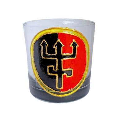 Imagem de Copo de Whisky Exu Preto e Vermelho Personalizado 300ml  Vidro - Nadir