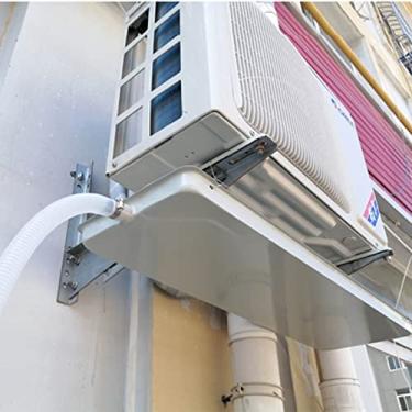 Imagem de Bandeja de drenagem de condensado para uso externo, bandeja de gotejamento universal de metal galvanizado HVAC com tubo de drenagem, para unidade de bobina de ventilador de ar condicionado HVAC