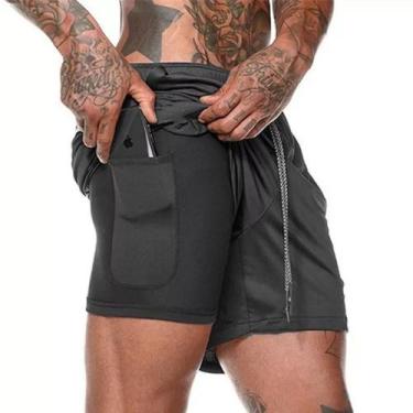 Imagem de Shorts Bermuda Masculina com Segunda Pele Compressão com Cordão de Aju