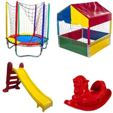 Imagem de Pula Pula Trampolim Cama Elástica 1,40m  Casinha Piscina de Bolinhas Q