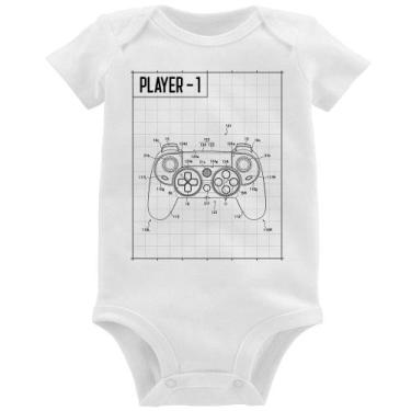 Imagem de Body Bebê Player 1 Controle Joystick - Foca na Moda, Branco, GG