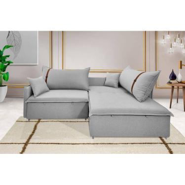 Imagem de Sofá Valence Slim Premium Sem Caixa de 2,40m - Linho cor Cinza Claro