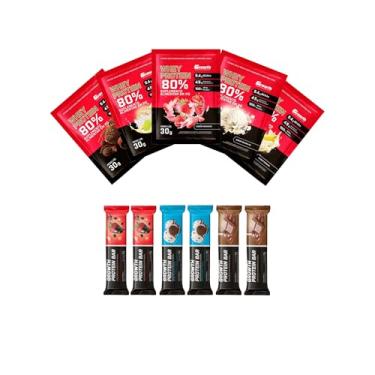 Imagem de Combo - Whey protein concentrado sachê 30g 5un (Morango, Banana, Torta de Limão, Sorvete de Creme e Doce de leite) e whey protein concentrado barra 30g 6un (sabores diversos) (Único, Whey Barra: Chocolate (2), Morango com chocolate (2) e Cookies (2))
