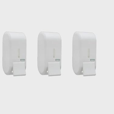 Imagem de Kit 3 Dispenser Saboneteira 400 Compacta Álcool Em Gel Ou Sabonete Urban Branca Premisse