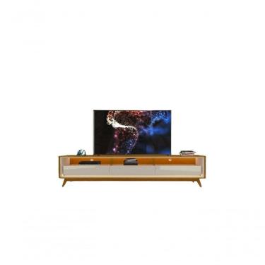 Imagem de Rack Com Led Tv Até 75'' Pés Em Madeira Naturale Off White