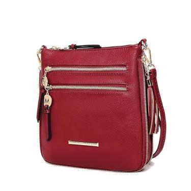Imagem de MKF Collection Bolsa tiracolo feminina – Bolsa carteiro de couro PU – Bolsa de mão de designer com alça de ombro por Mia K, R Angelina vermelha, Medium