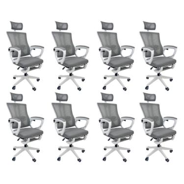 Imagem de Kit 8 Cadeiras de Escritório Presidente Executiva Oficial Paris Cinza