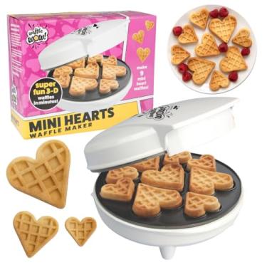 Imagem de Mini máquina de waffle de corações - Faça 9 waffles em forma de coração, panquecas para o café da manhã com ferro elétrico antiaderente - petisco exclusivo para crianças e adultos - grelha de waffler
