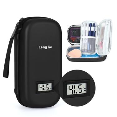 Imagem de LengKe Estojo de viagem para refrigerador de insulina aprovado pela TSA para medicamentos para diabéticos para viagens com exibição de temperatura, bolsa organizadora de medicamentos refrigerada com 2