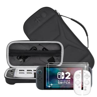 Imagem de Carrying Case for Nintendo/NS Switch 2 for (2025) Storage Case Cover,Black Hard Shell Portable Handbag with 2 Pack Tempered Films and a Transparent Silicone Handle 3 in 1
