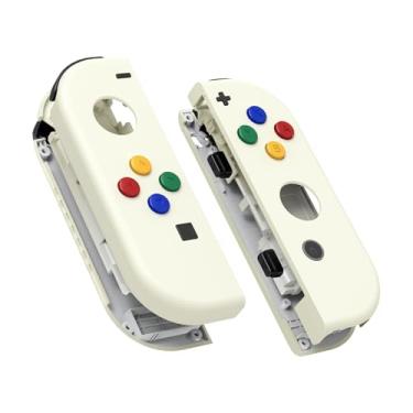 Imagem de eXtremeRate Botões de substituição DIY para Nintendo Switch & Switch OLED, caixa personalizada amarela antiga com botão Corlorful para controle portátil Joycon - Capa de console não incluída