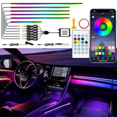 Imagem de SAMGCHI Fita de luzes LED para carro Dreamcolor, luzes internas de acrílico para carro com aplicativo e controle remoto RF, kit de iluminação ambiente de perseguição dinâmica de música (6 em 1)