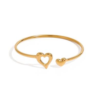 Imagem de Biuwos Pulseiras femininas folheadas a ouro com várias opções de pulseira de punho aberto joias modernas, Medium, Metal, Sem Pedra Preciosa