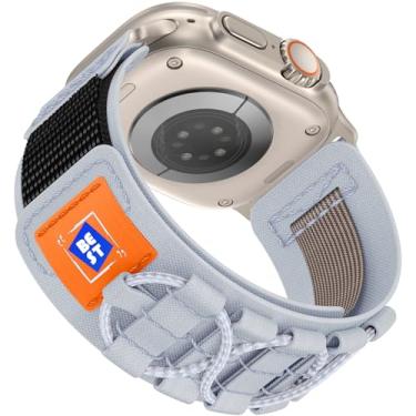 Imagem de Anlinser Pulseiras compatíveis com Apple Watch Ultra 2/Apple Watch Ultra de 49 mm, 45 mm, 44 mm e 42 mm para homens e mulheres, pulseira esportiva de nylon resistente projetada para Apple Watch séries