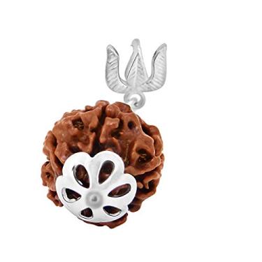 Imagem de Sementes de Charmukhi Rudraksha de quatro faces, contas de Rudraksha (Elaeocarpus ganitrus) 100% original e certificado pela ARIHANT GEMS and Jewels, Metal não precioso