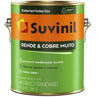 Imagem de Tinta Acrílica Rende & Cobre Muito Fosco 3.6 Litros Branco - 50308370 