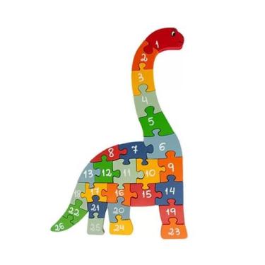 Imagem de Quebra cabeça dinossauro alfabeto e numerais grande - FABRIKA DOS SONH